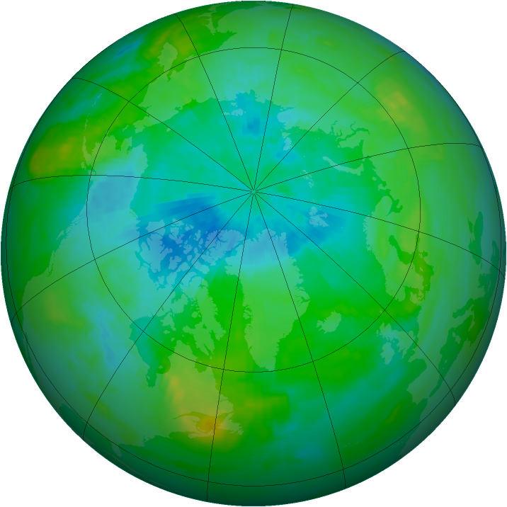 Arctic ozone map for 25 August 1989